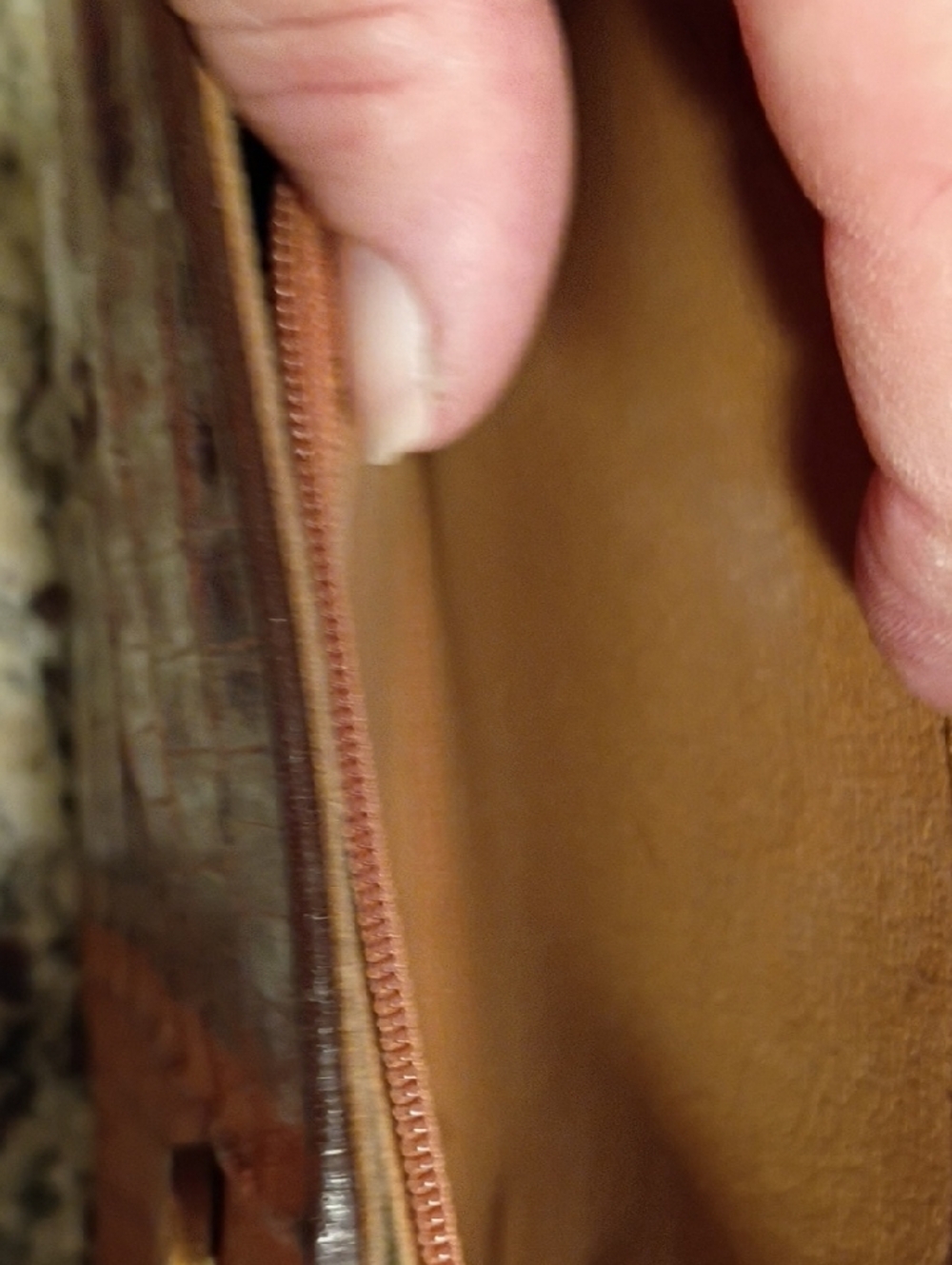 Croc-Embossed Two-Tone Brown Top-Handle Satchel - Picture 10 of 13